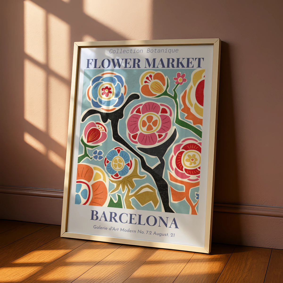 Flower Market Barcelona Maximalist Poster, Botanical Floral Wall Art, Colourful Bold Print