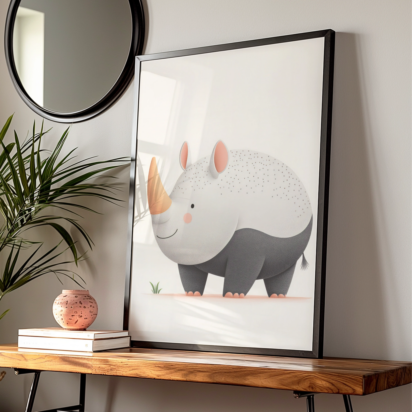 Cute Rhino Nursery Wall Art, Safari Animal Print, Kids Room Poster, Baby Shower Gift
