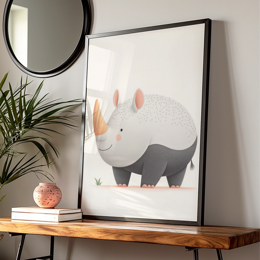 Cute Rhino Nursery Wall Art, Safari Animal Print, Kids Room Poster, Baby Shower Gift