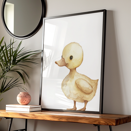 Duckling Nursery Wall Art, Baby Duck Poster, Watercolour Animal Print, Kids Room Decor