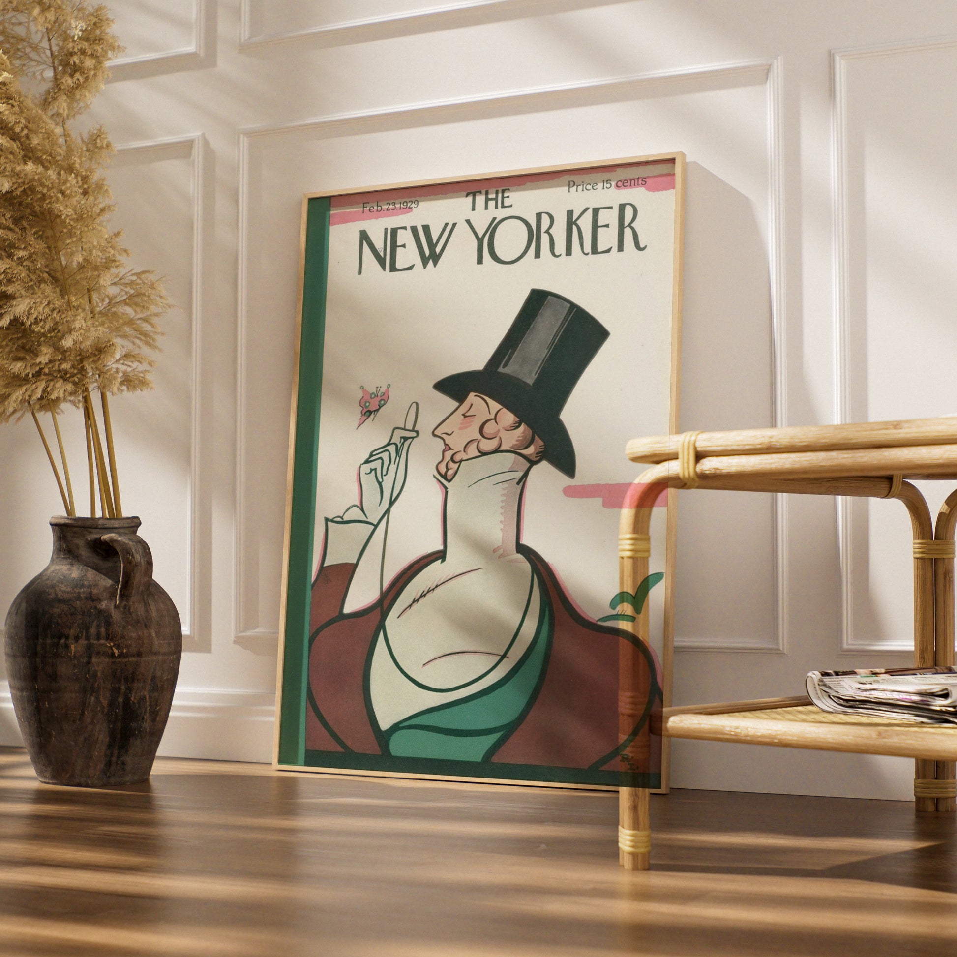 New Yorker 1929 Vintage Cover Poster, Top Hat Gentleman Butterfly Art Print