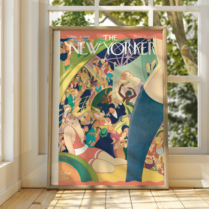 New Yorker July 1926 Cover Poster, Eugene Give Beach Crowd Art Deco Wall Art Print