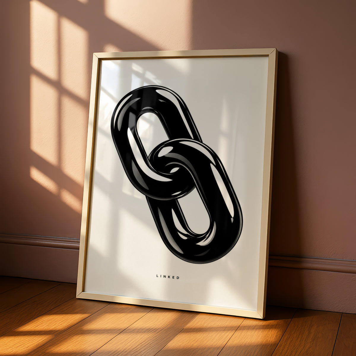 Linked Chain Monochrome Wall Art, Black and White Poster, Minimalist Modern Print