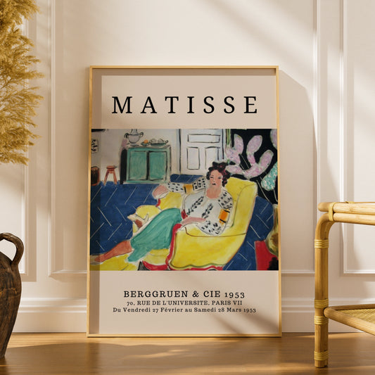 Colourful Woman on Sofa Wall Art Print, Vintage Modernist Living Room Poster – product image 1