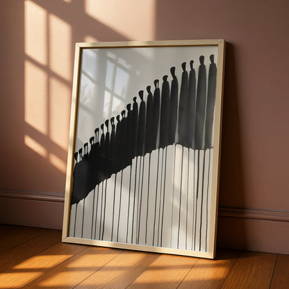 Abstract Figures Monochrome Wall Art, Black and White Poster, Minimalist Print