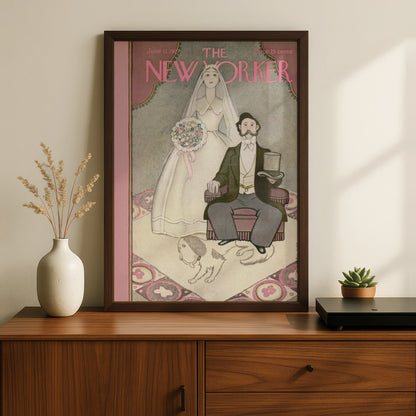 The New Yorker June 1927 Wedding Cover Poster, Vintage Bride Groom Wall Art Print
