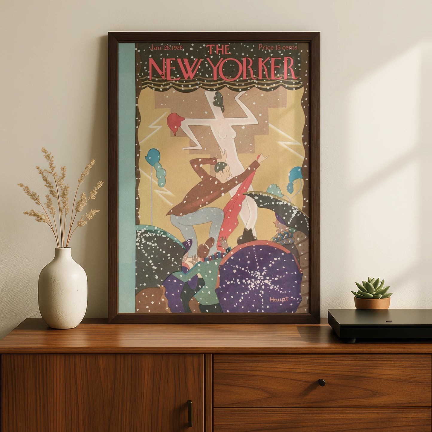The New Yorker January 1928 Cover Poster, Art Deco Dancing Print, Vintage Wall Art
