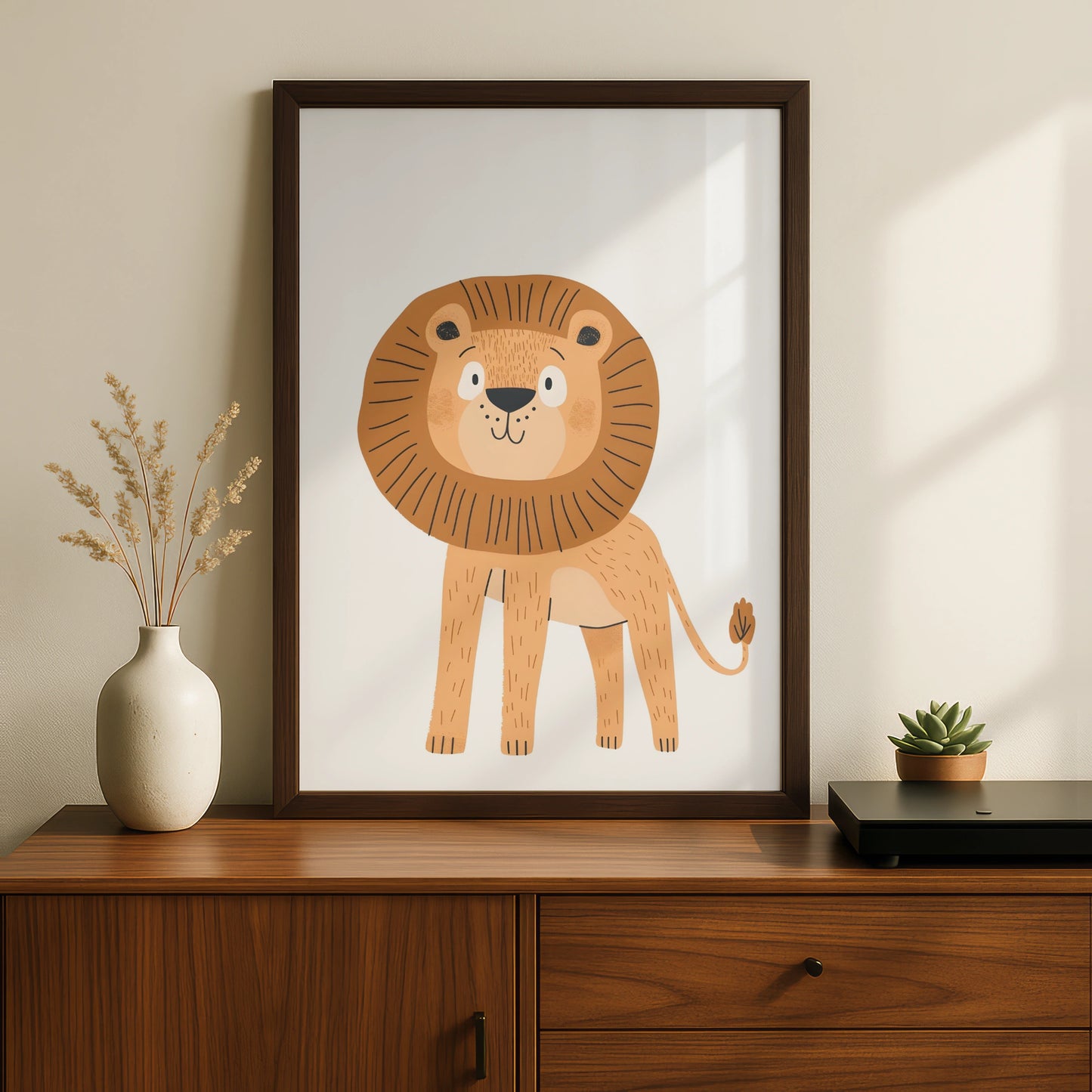 Lion Nursery Wall Art, Cute Safari Animal Poster, Kids Room Decor, Baby Gift Print