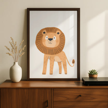 Lion Nursery Wall Art, Cute Safari Animal Poster, Kids Room Decor, Baby Gift Print