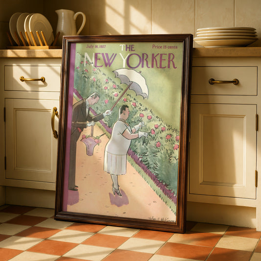 The New Yorker July 1927 Cover Poster, Vintage Garden Scene, Helen Hokinson Wall Art