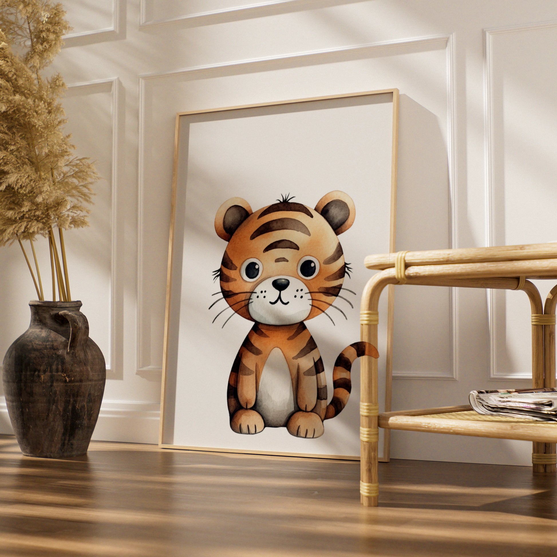 Cute Tiger Nursery Wall Art, Baby Animal Poster, Kids Room Watercolour Print, Safari Decor