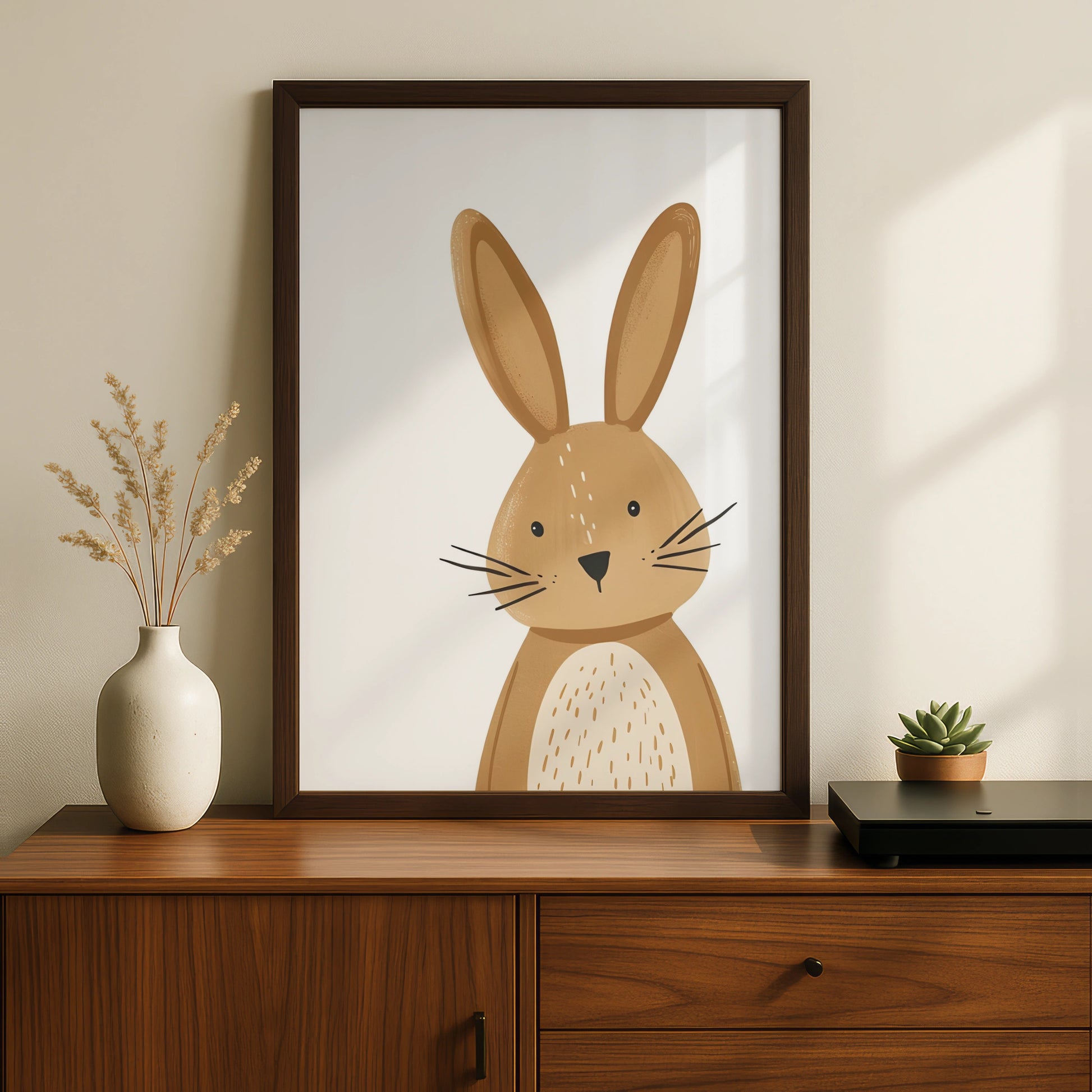 Nursery Bunny Wall Art, Cute Rabbit Poster, Baby Room Decor, Kids Animal Print
