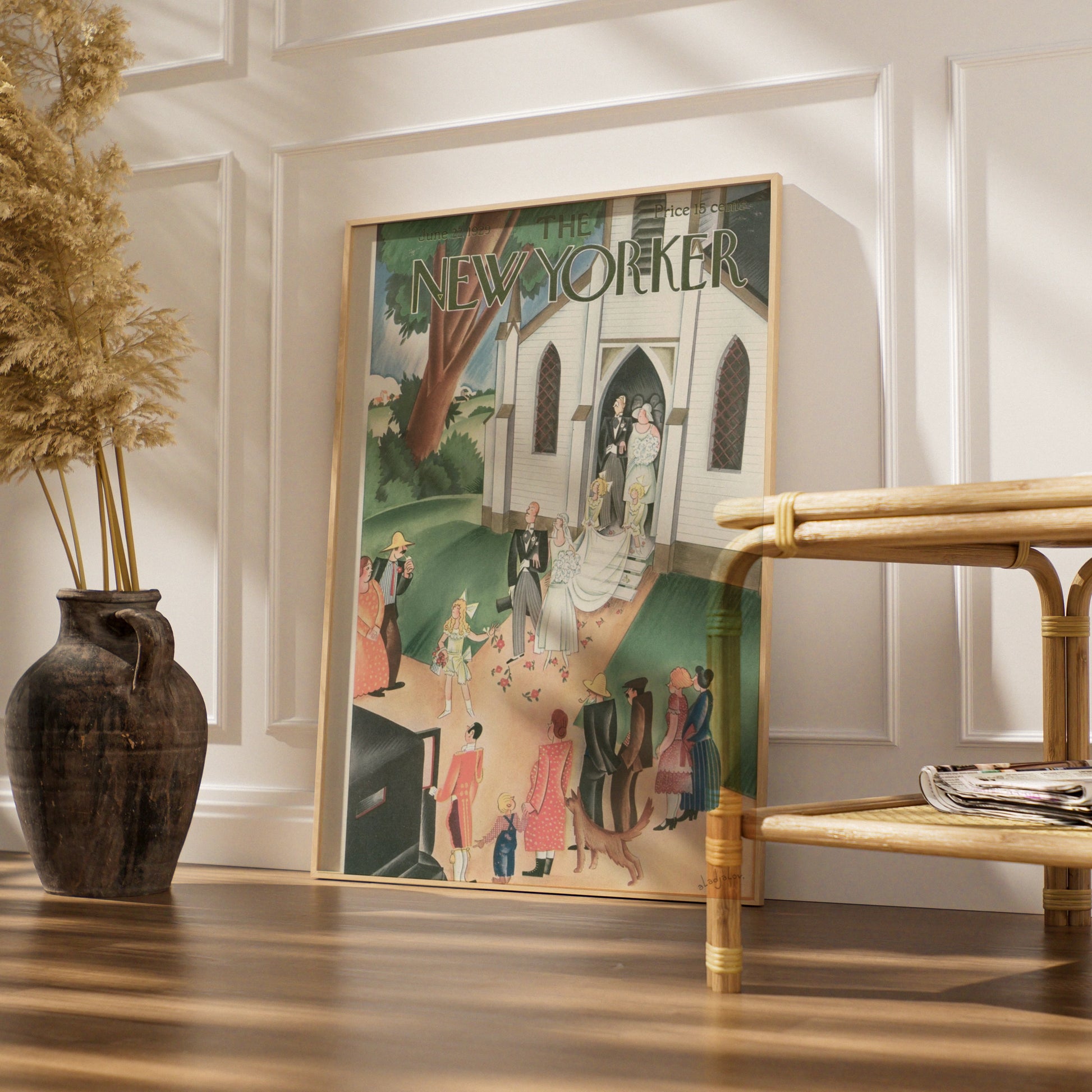 New Yorker 1929 Wedding Cover Poster, Vintage Church Bride Art Print, Retro Wall Art