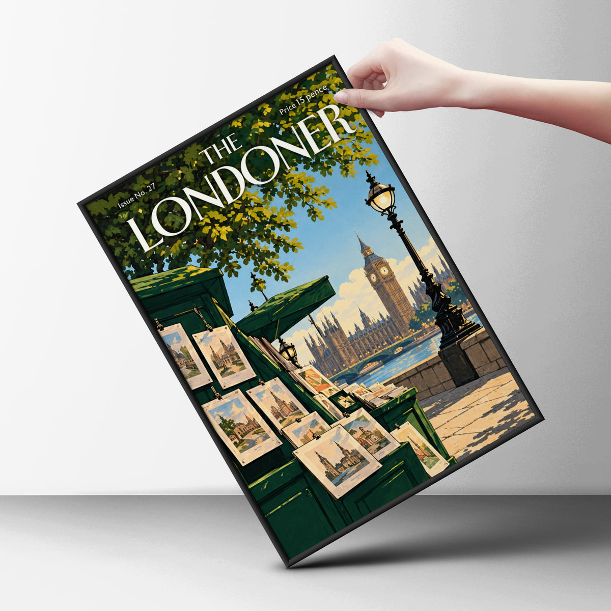 The Londoner Magazine Cover Poster, Big Ben Thames Wall Art, Vintage London Art Print, Living Room