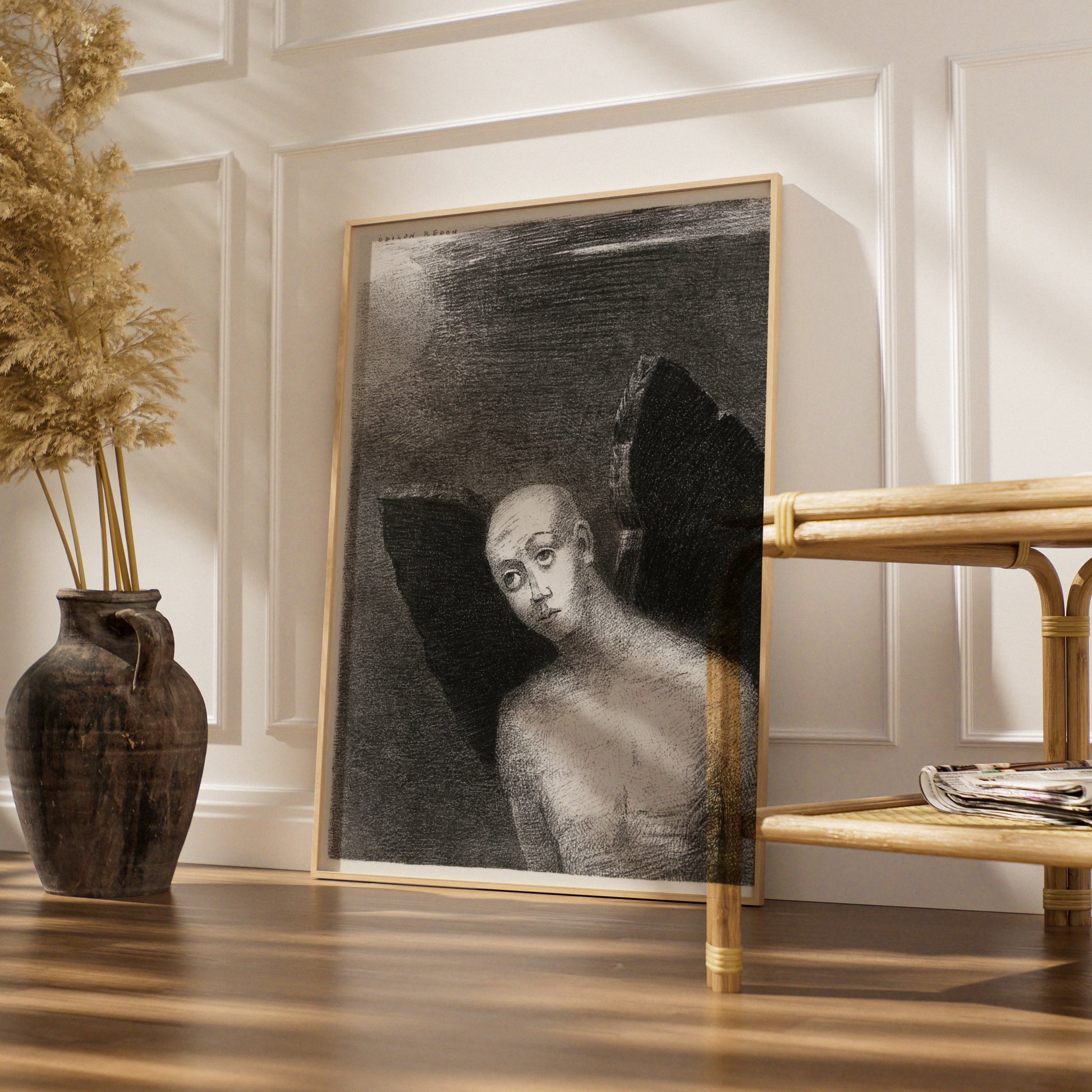 Odilon Redon Halloween Art Print, Dark Surreal Figure Poster, Gothic Wall Art Decor