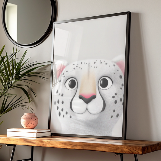 Snow Leopard Nursery Wall Art, Cute Animal Print, Baby Room Poster, Kids Decor