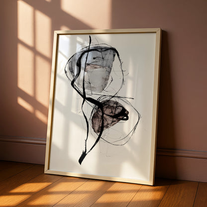 Abstract Monochrome Wall Art, Black and White Ink Print, Minimalist Modern Poster, Neutral Gallery