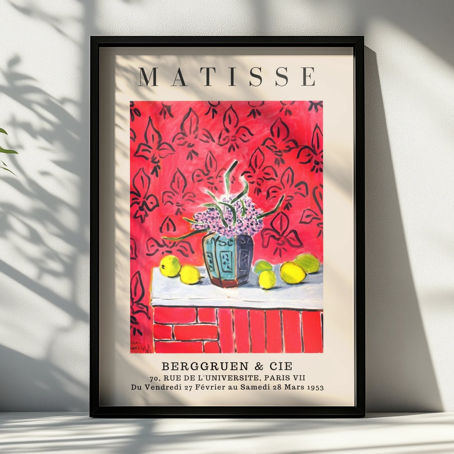Red Floral Still Life Wall Art Print, Colourful Vintage Gallery Poster – product image 6