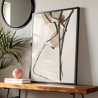 Abstract Ink Lines Monochrome Wall Art, Black and White Poster, Neutral Modern Print