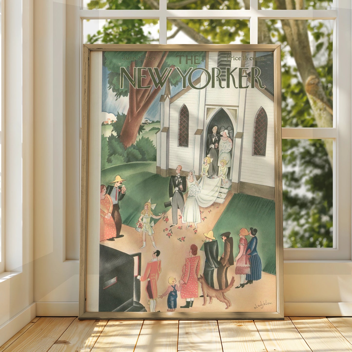 New Yorker 1929 Wedding Cover Poster, Vintage Church Bride Art Print, Retro Wall Art