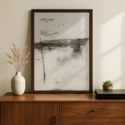 Abstract Monochrome Landscape Print, Black and White Poster, Minimalist Neutral Wall Art