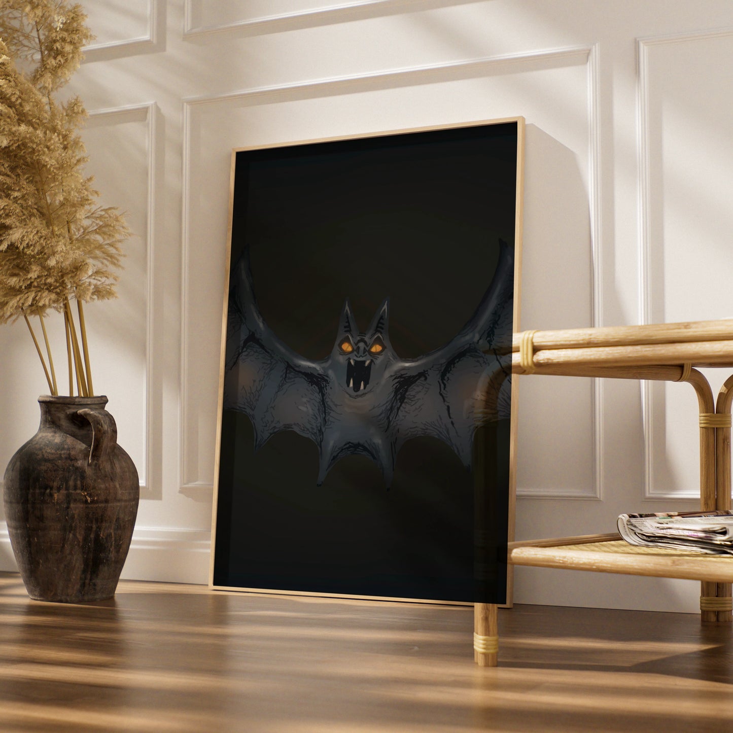 Halloween Bat Wall Art, Spooky Dark Gothic Poster, Creepy Bat Print, Horror Home Decor