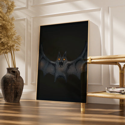 Halloween Bat Wall Art, Spooky Dark Gothic Poster, Creepy Bat Print, Horror Home Decor
