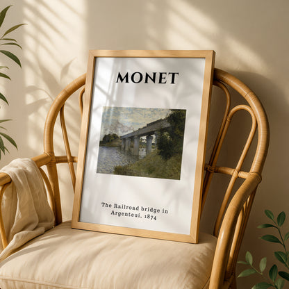 Monet Railroad Bridge Argenteuil Wall Art Print | Impressionist Vintage Poster – product image 3