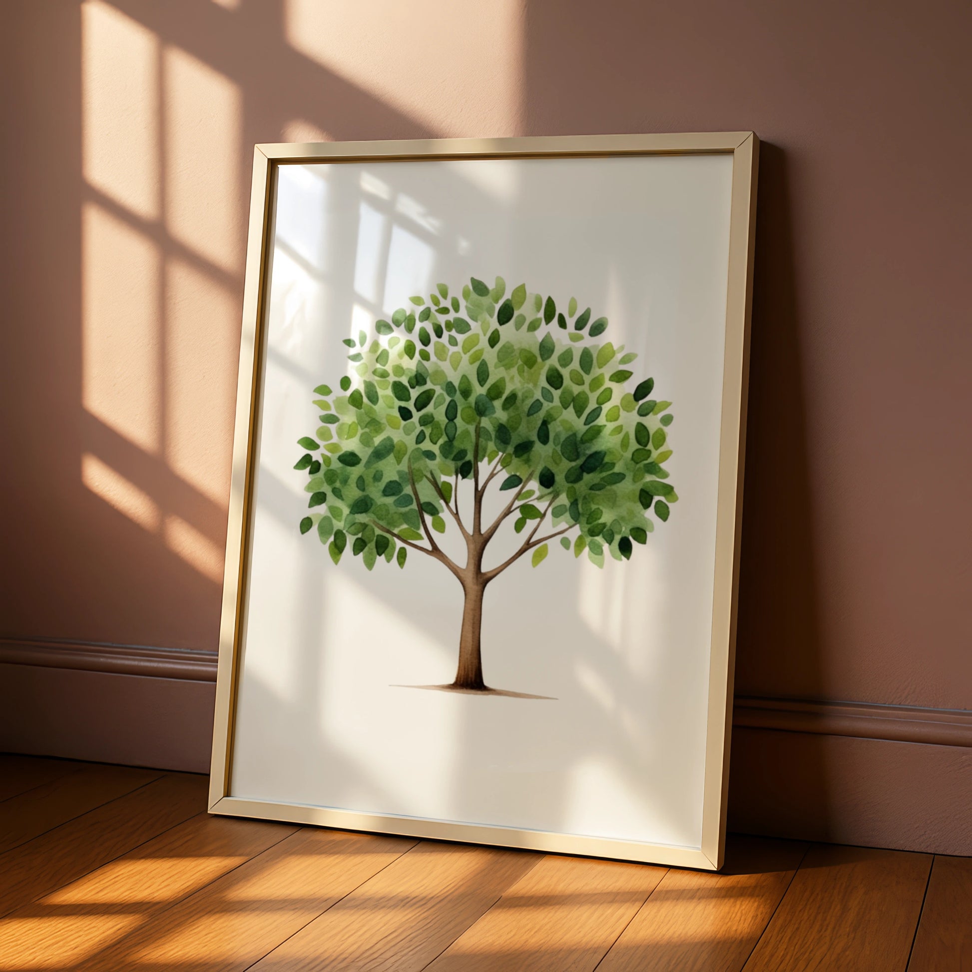Watercolour Tree Nursery Wall Art, Green Nature Poster, Baby Room Decor Print