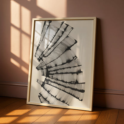 Abstract Brushstroke Fan Print, Monochrome Wall Art, Modern Black White Poster