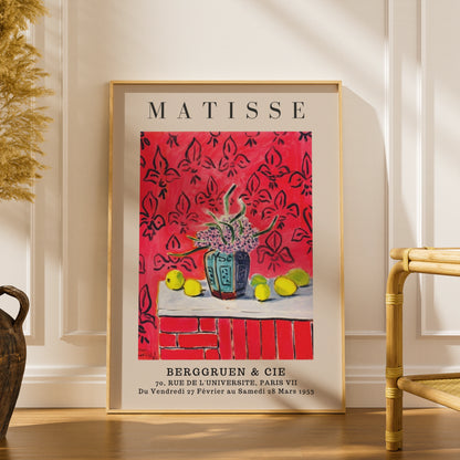 Red Floral Still Life Wall Art Print, Colourful Vintage Gallery Poster – product image 1