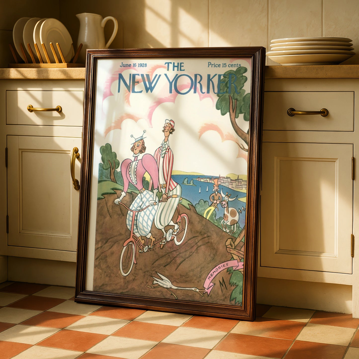 The New Yorker June 1928 Cover Poster, Vintage Cycling Couple Art Print, Retro Wall Art