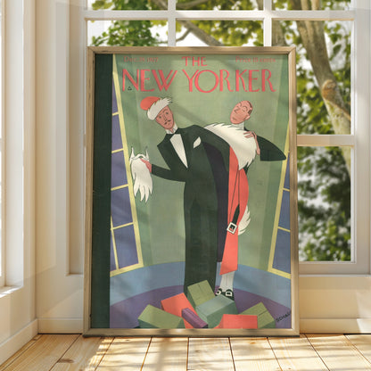 The New Yorker Christmas 1927 Cover Art Poster, Art Deco Holiday Vintage Print