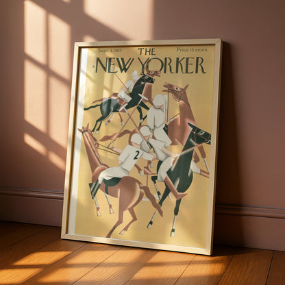 The New Yorker 1927 Polo Match Art Poster, Vintage Art Deco Horse Print, Gallery Wall