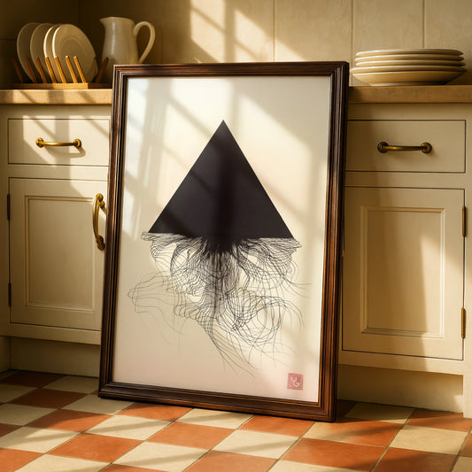 Black Triangle Abstract Art Print, Monochrome Wall Art, Modern Geometric Poster, Minimalist Decor