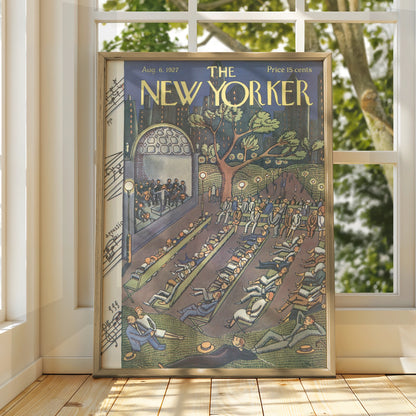 The New Yorker August 1927 Poster, Outdoor Concert Park Print, Vintage NYC Wall Art