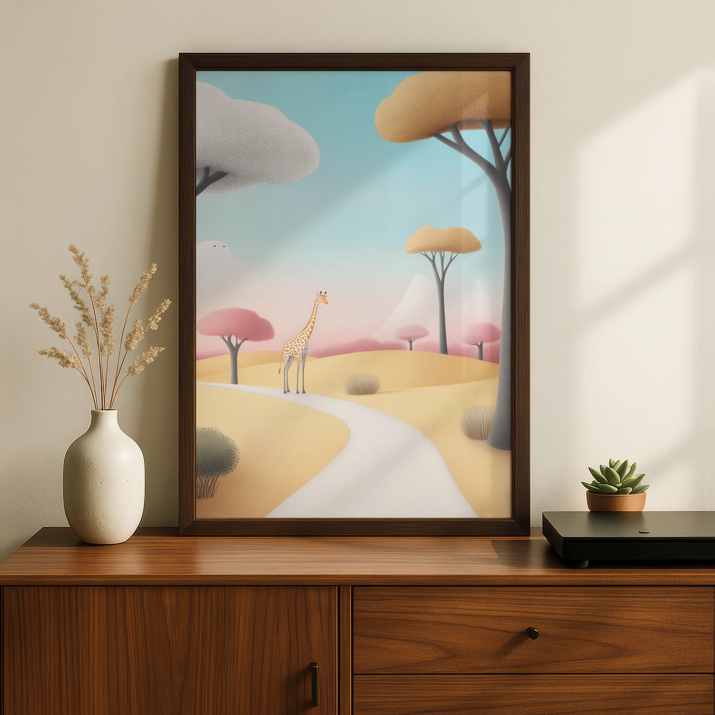 Giraffe Nursery Wall Art, Safari Animal Print, Pastel Kids Room Poster, Baby Girl Boy Decor