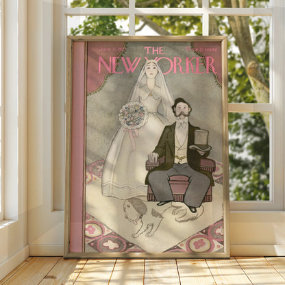 The New Yorker June 1927 Wedding Cover Poster, Vintage Bride Groom Wall Art Print