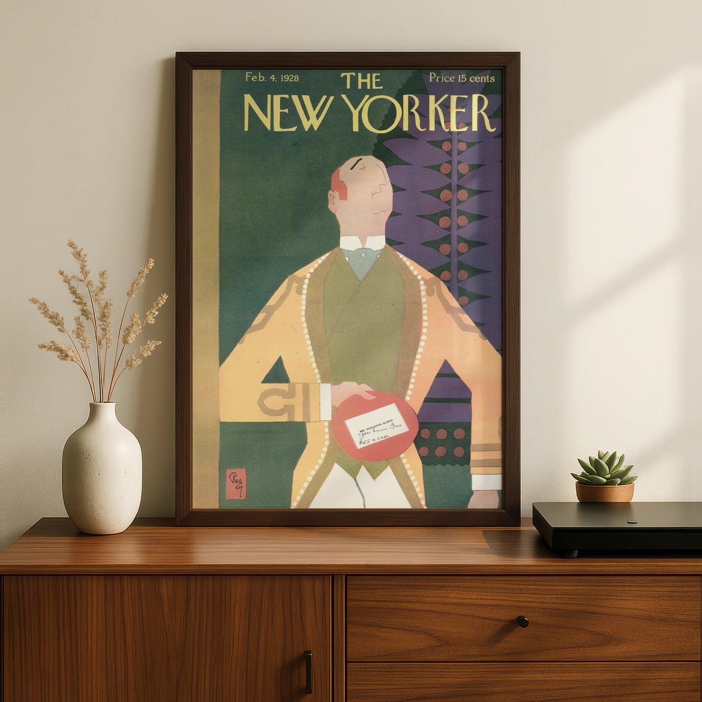 New Yorker Cover February 1928 Vintage Art Poster, Art Deco Wall Art Print