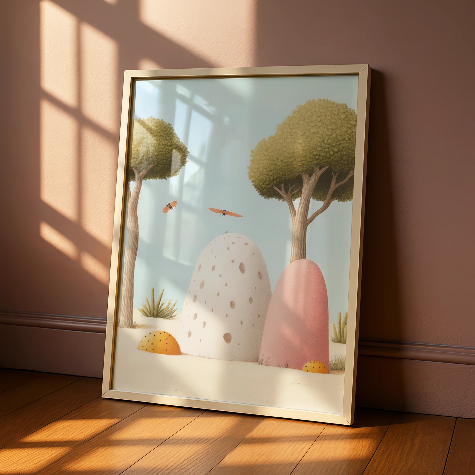 Nursery Wall Art Whimsical Bug Print, Pastel Children's Poster, Kids Room Decor