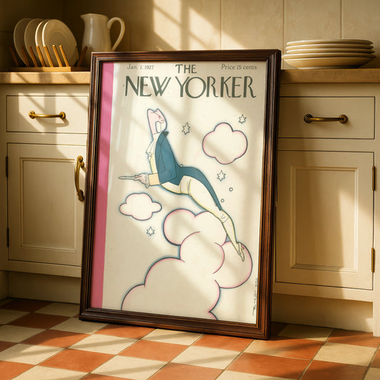 The New Yorker January 1927 Cover Poster, Eustace Tilley Art Deco Wall Art Print