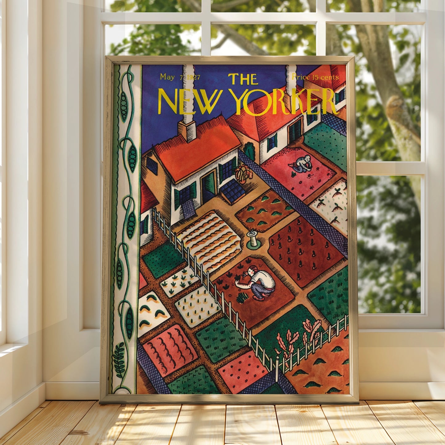 New Yorker 1927 Garden Cover Poster, Vintage Kitchen Wall Art, Retro Spring Print