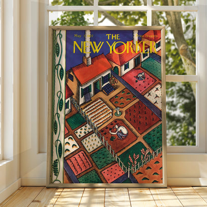 New Yorker 1927 Garden Cover Poster, Vintage Kitchen Wall Art, Retro Spring Print