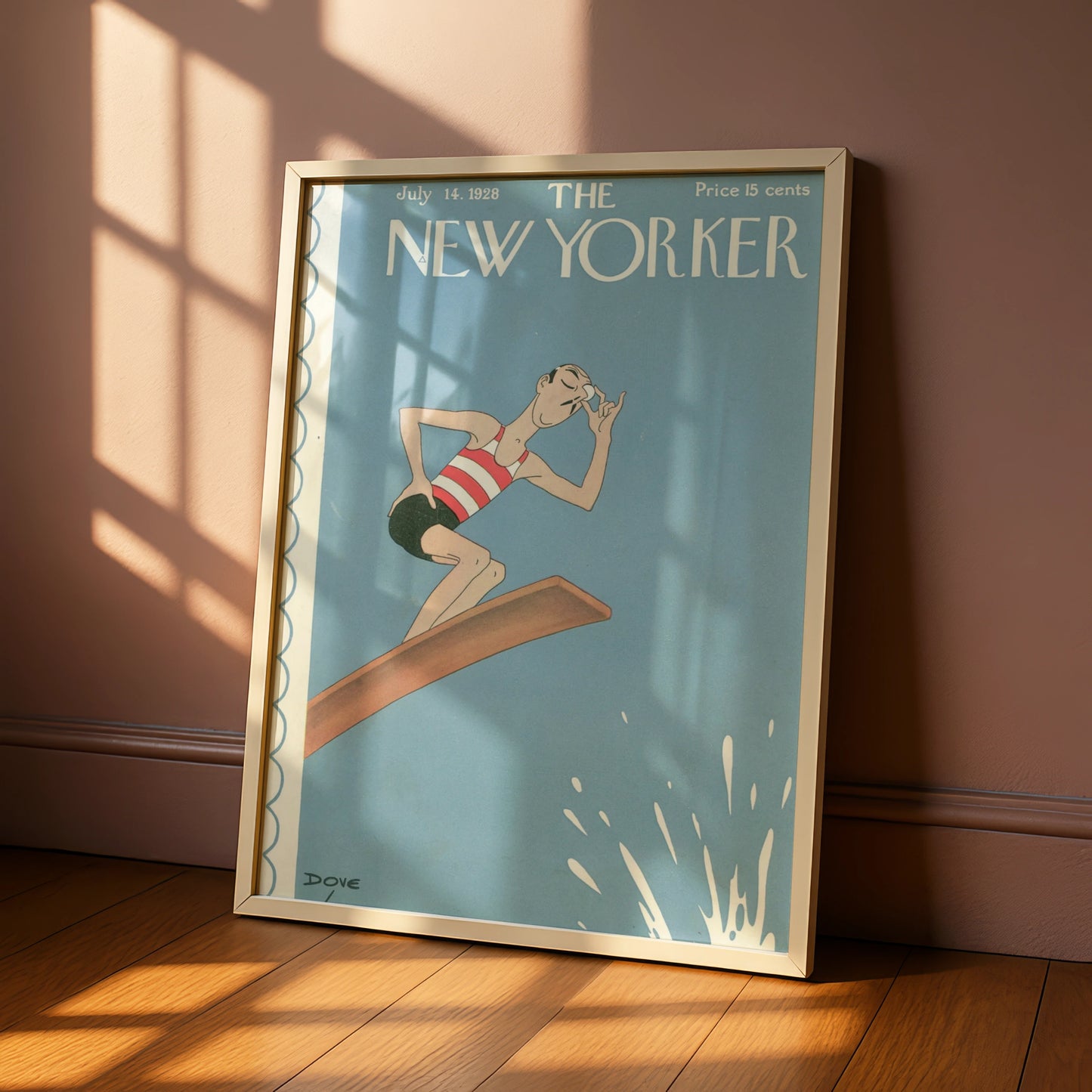 The New Yorker July 1928 Cover Poster, Vintage Diving Board Art, Retro Summer Wall Print