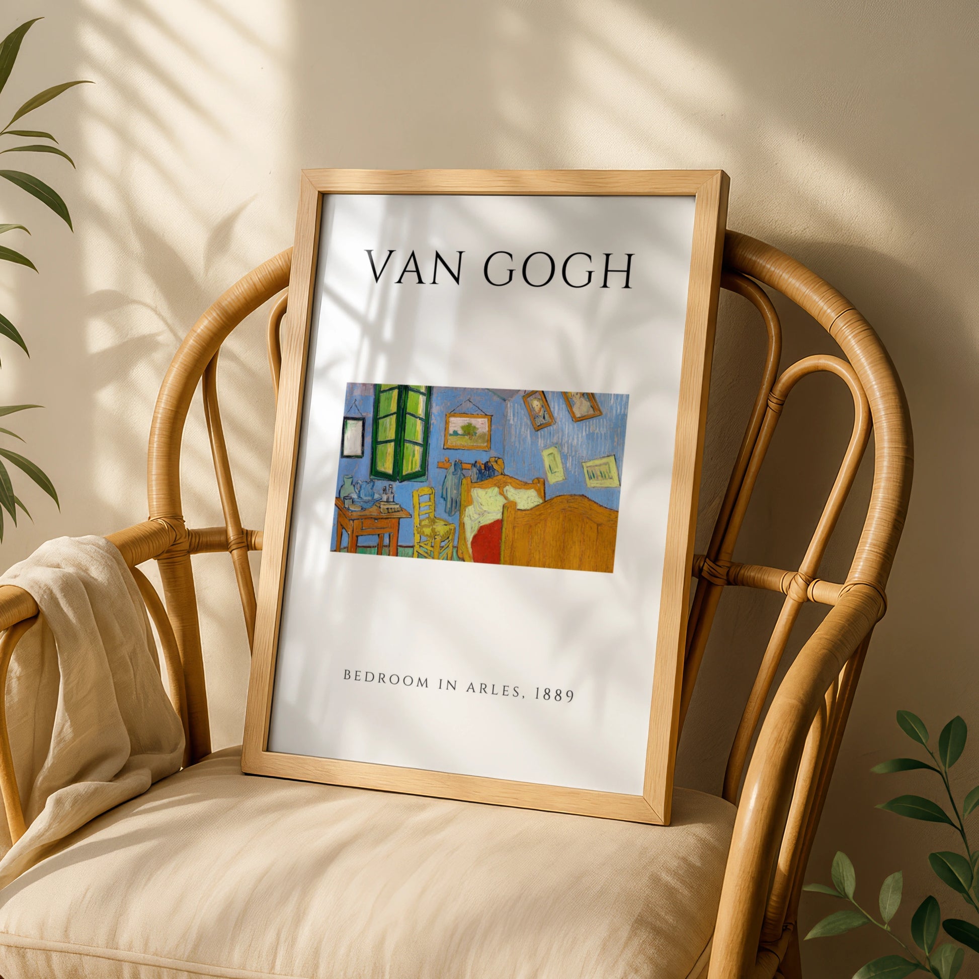 Van Gogh Bedroom in Arles Wall Art Print | Blue Post-Impressionist Poster, Gallery Wall – A5 White frame