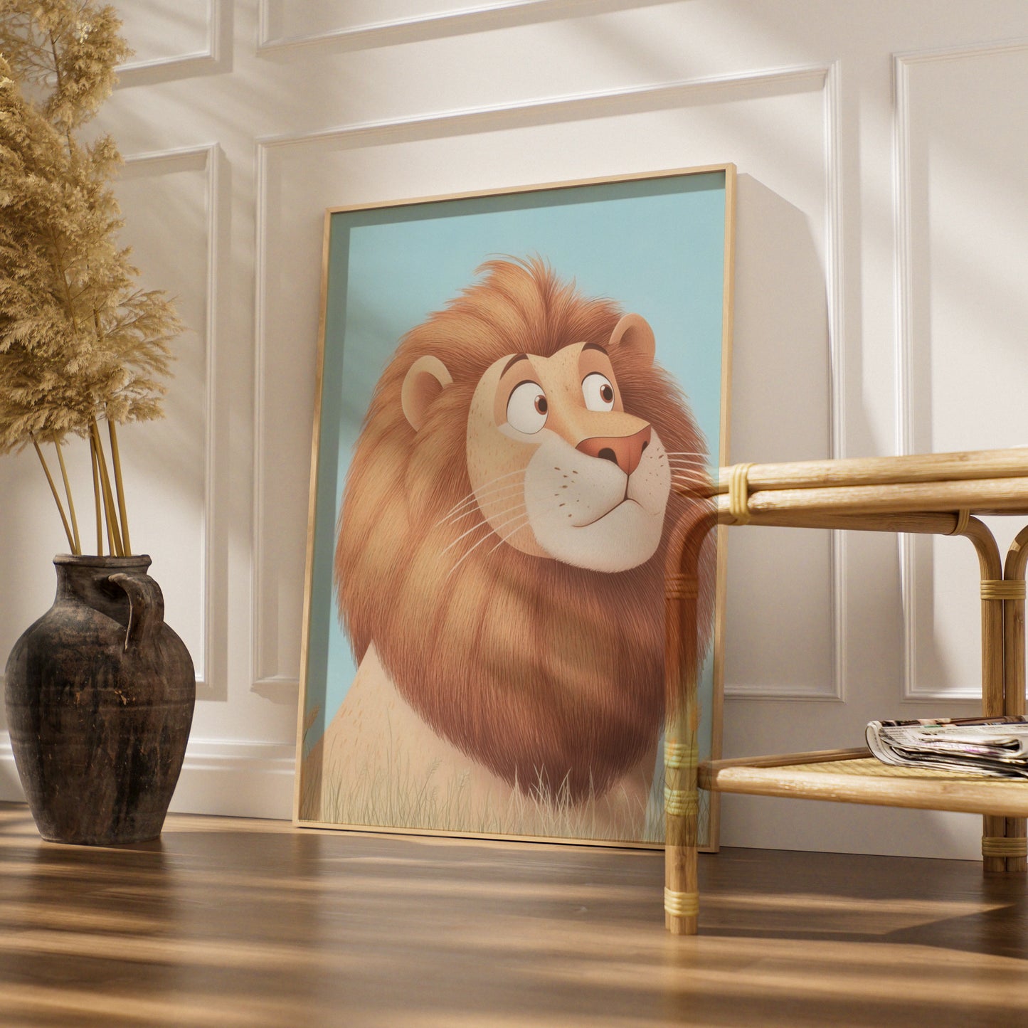 Lion Nursery Wall Art, Cute Lion Print, Baby Boy Room Poster, Safari Animal Decor