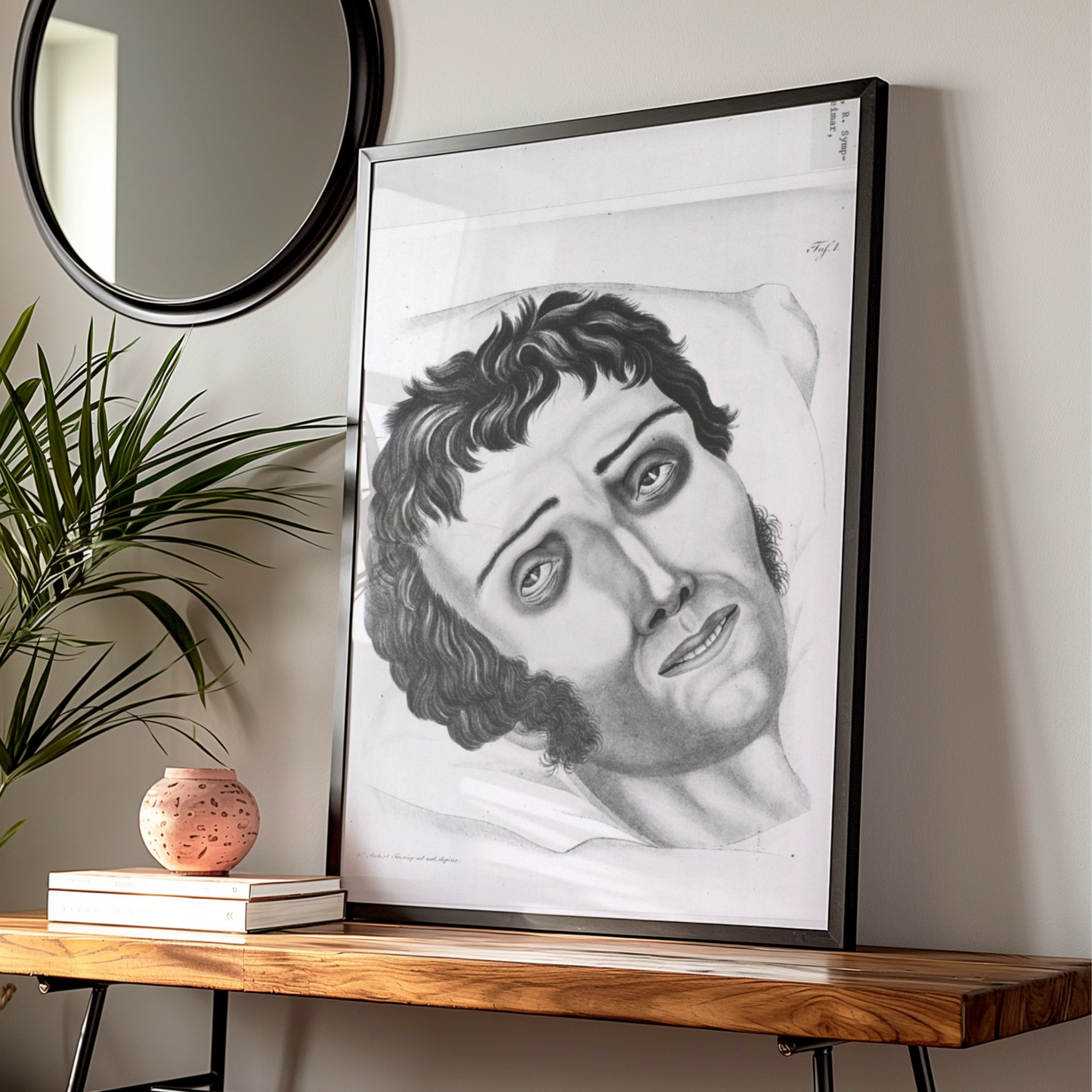 Creepy Vintage Medical Illustration Poster, Halloween Horror Wall Art, Gothic Face Print