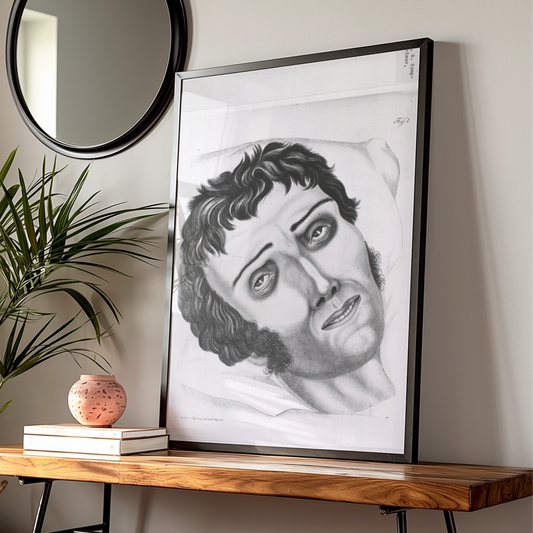 Creepy Vintage Medical Illustration Poster, Halloween Horror Wall Art, Gothic Face Print