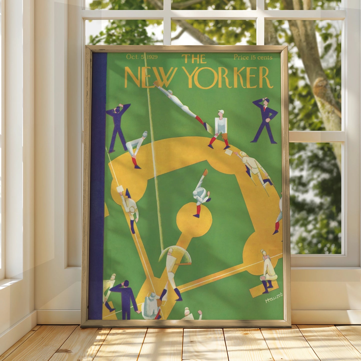 The New Yorker 1929 Baseball Cover Poster, Vintage Art Deco Sports Wall Art Print