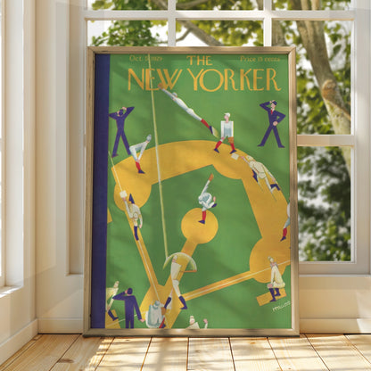 The New Yorker 1929 Baseball Cover Poster, Vintage Art Deco Sports Wall Art Print